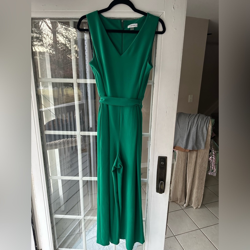 Calvin Klein Green Women’s Palazzo Jumpsuit in Emerald Green